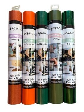 The Paper Studio Vinyl & Iron-On Bundle 5 Rolls New HTV Removable Foil Shimmer
